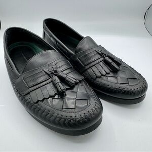Giorgio Brutini Aruba Black Leather Tassel Loafers Men’s 11M Woven Vamp Kiltie